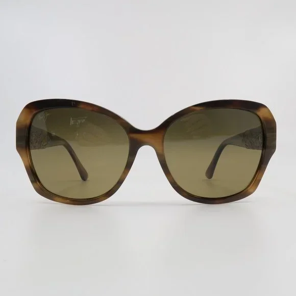 Maui Jim MJ530-93 SWAYING PALMS Brown Stripes/Bronze 24K Gold Deluxe Sunglasses. - Picture 2 of 8